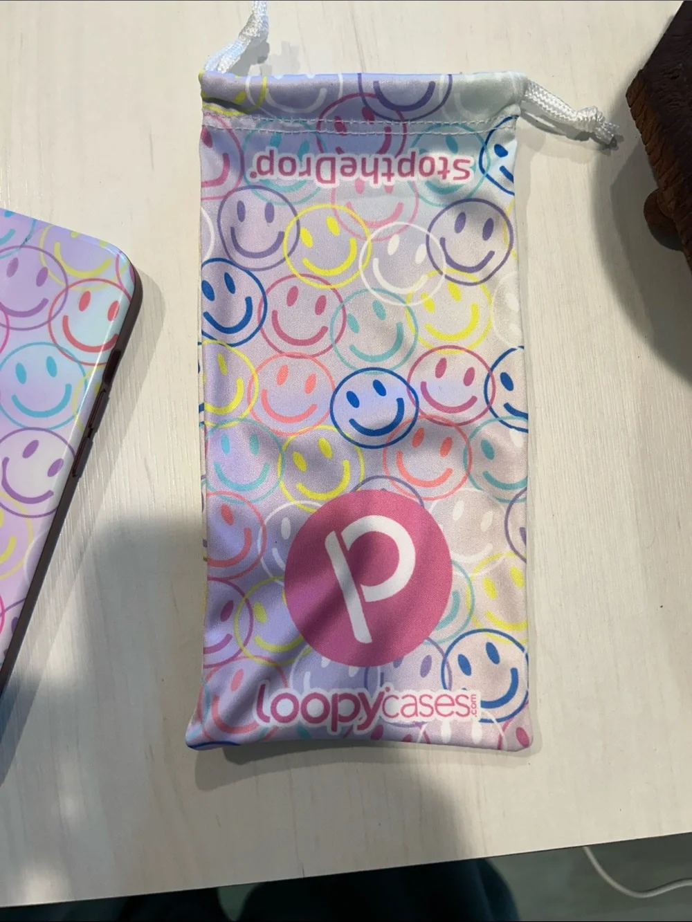 Loopy Case Pink Multicolor Smiley Phone Case with Blue Loop (St. Jude collection